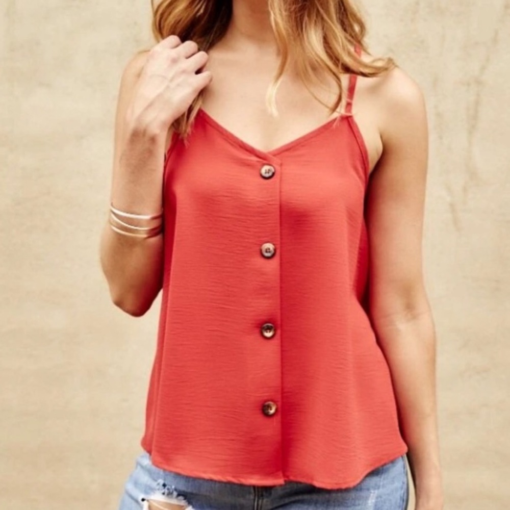 Urban Romantics Button Down Thin Strapped Tank